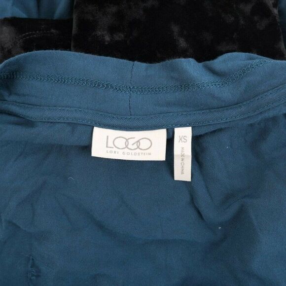 Logo Lori Goldstein Blue Cardigan XS Velour Hem - Picture 6 of 6